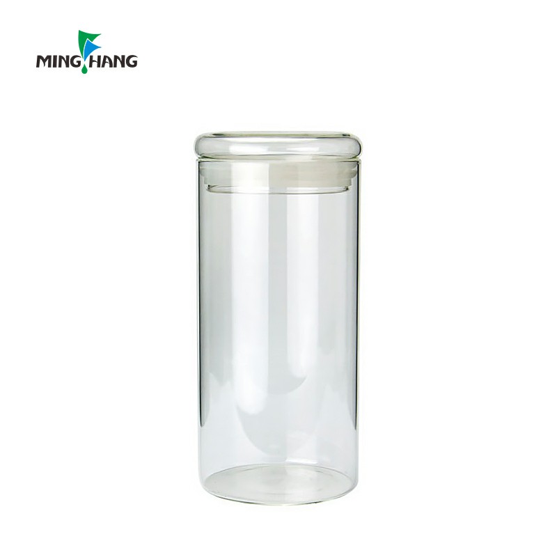 Borosilicate moisture-proof clear airtight glass jar with bamboo lid