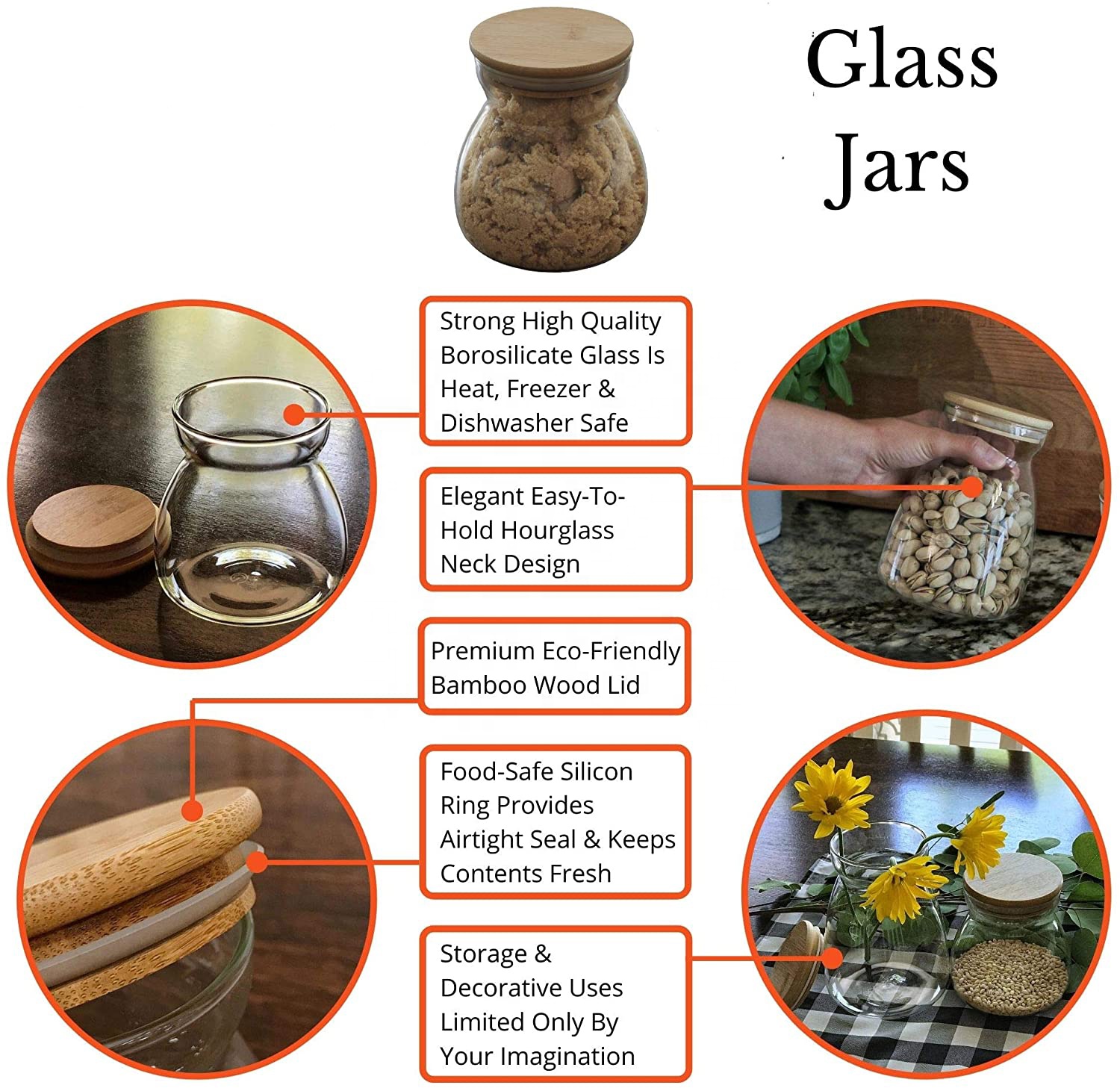 Borosilicate wide mouth huge glass jar, kitchen storage food containers