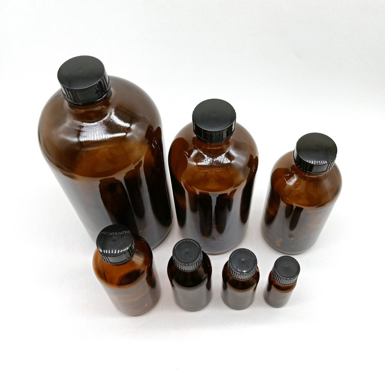 Boston Round 1/2oz 2oz 4oz 8oz 16oz 32oz amber Glass Bottles With Screw Cap