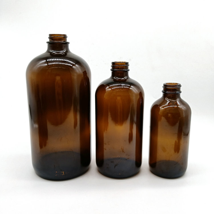 Boston Round 1/2oz 2oz 4oz 8oz 16oz 32oz amber Glass Bottles With Screw Cap