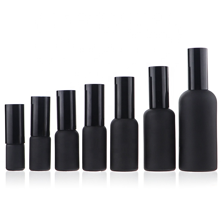 Boston Round 10ml 15ml 50ml Glass Black Fine Mist Essential Oil Spray Bottle