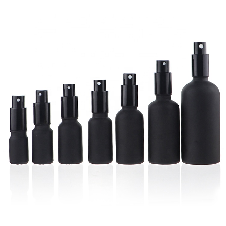 Boston Round 10ml 15ml 50ml Glass Black Fine Mist Essential Oil Spray Bottle