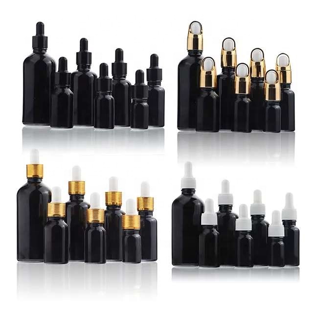 Boston Round 10ml 15ml 50ml Glass Black Fine Mist Essential Oil Spray Bottle
