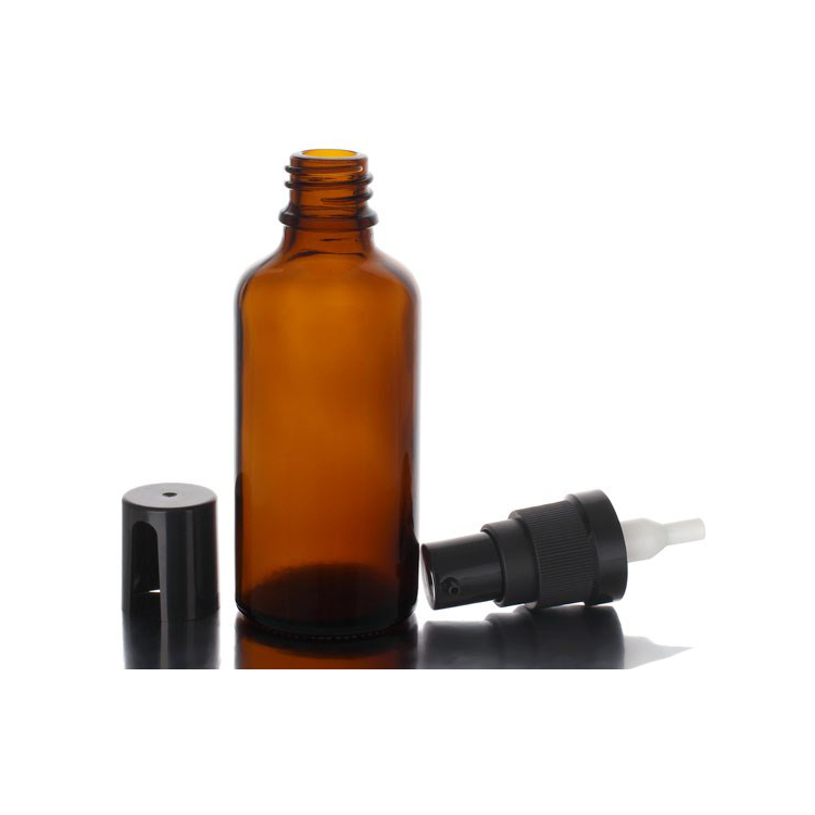 Boston Round Amber Blue Glass Essential Oil Spray Bottle