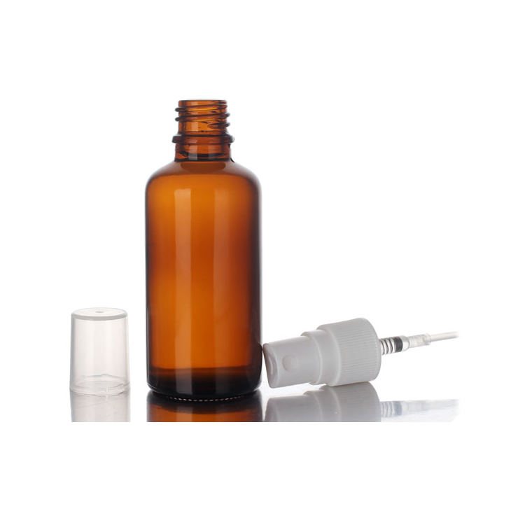 Boston Round Amber Blue Glass Essential Oil Spray Bottle