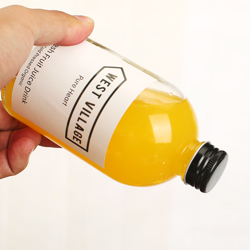 Boston Round Juice Bottle Manufacturers Empty Clear Milk Bottle Glass With Aluminium Screw Cap