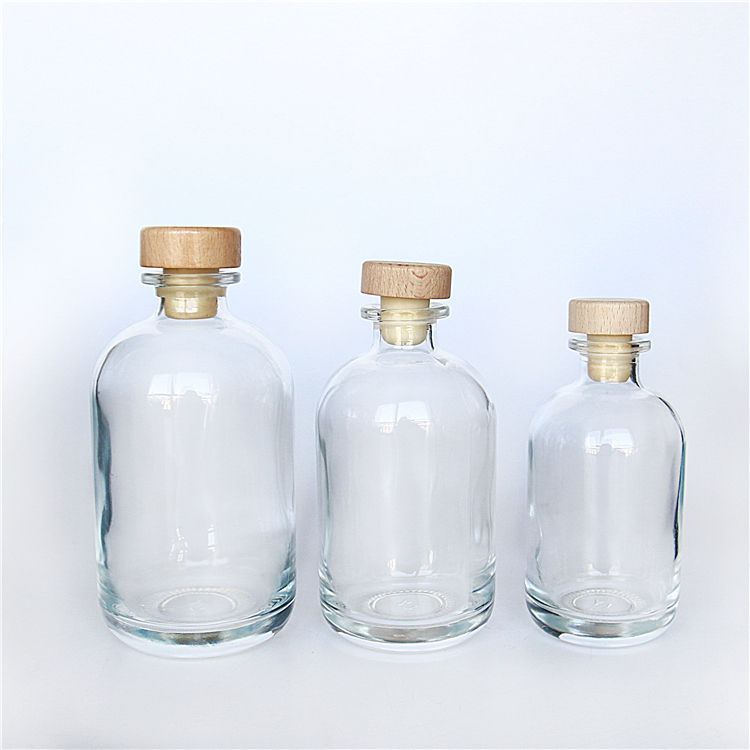 Boston Round Wine Glass Empty Bottle For Fruit Wine Clear Beverage Glass With Polymer Cork