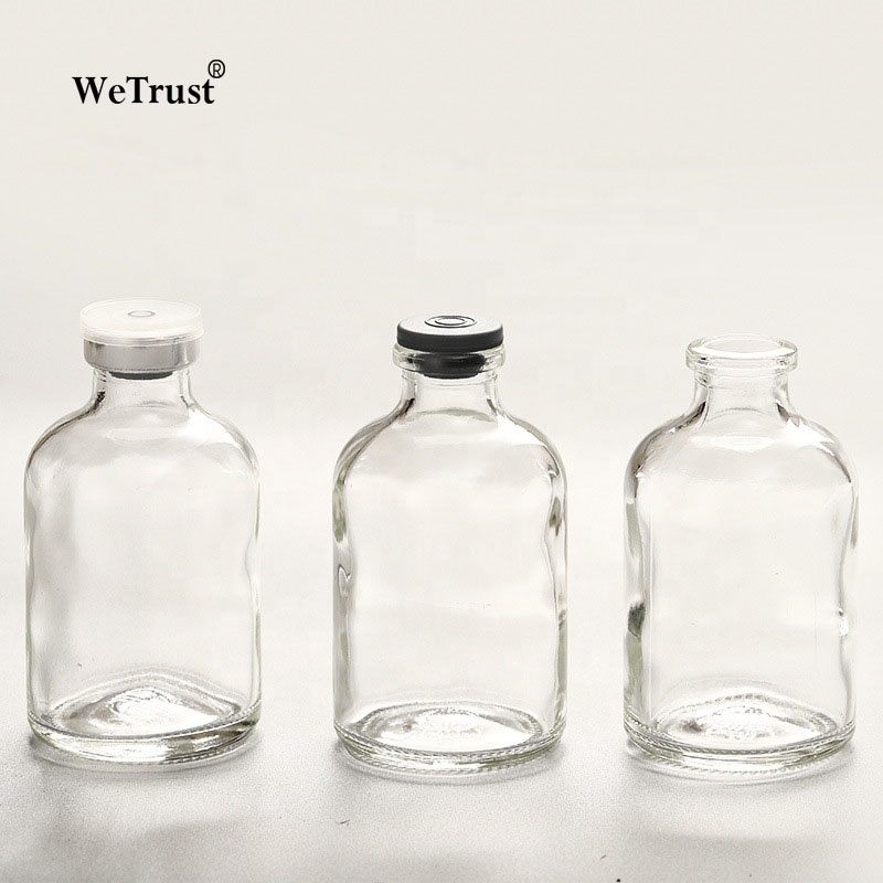 Boston Round pharmaceutical 100ml amber clear glass vial 50ML 50cc Big Empty bottle with rubber stopper and lids