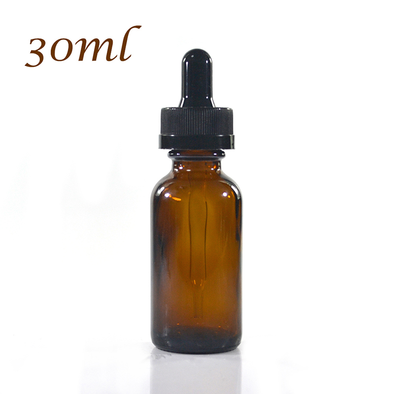 Boston bottle  30ml  1oz   amber essential oil  glass dropper bottle with child proof cap