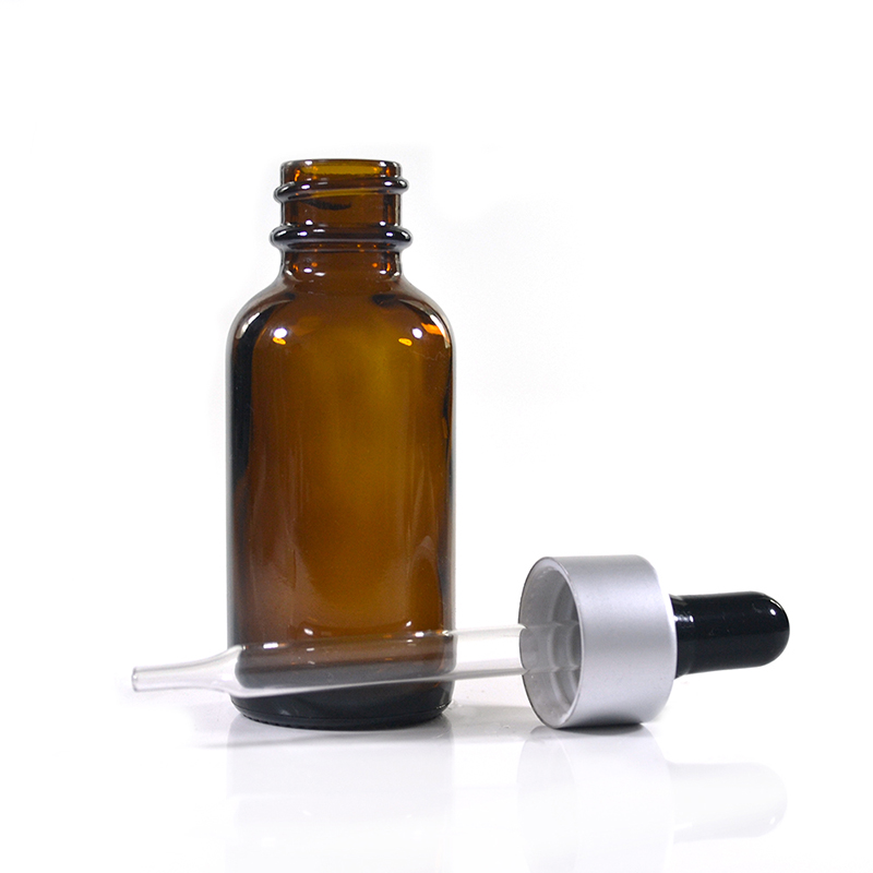 Boston bottle 30ml 1oz amber essential oil glass dropper bottle with child proof cap
