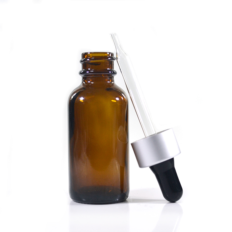 Boston bottle 30ml 1oz amber essential oil glass dropper bottle with child proof cap