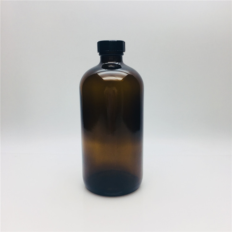 Boston round 500ml amber brown glass bottles for Potion with plastic 28-410 screw lid