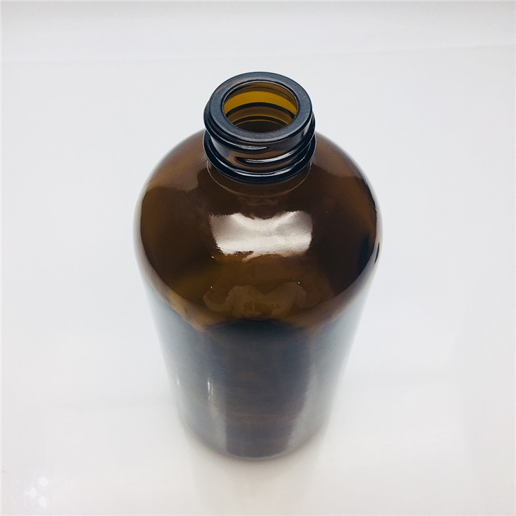 Boston round 500ml amber brown glass bottles for Potion with plastic 28-410 screw lid
