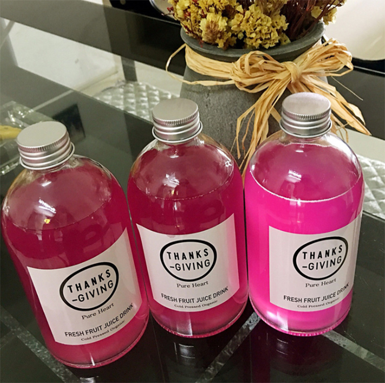 Boston round 500ml empty cold brew coffee glass bottle with aluminum lid for kombucha juice drinks beverages tea