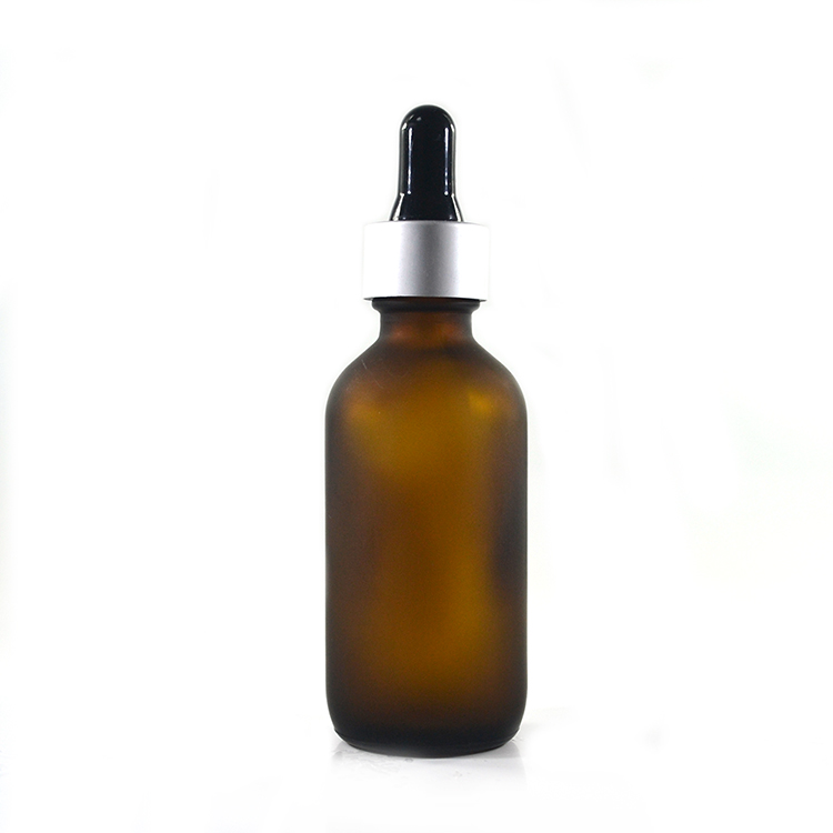 Boston round Cosmetic essential oil package 30m 60ml 120ml amber frosted glass dropper bottle for sale
