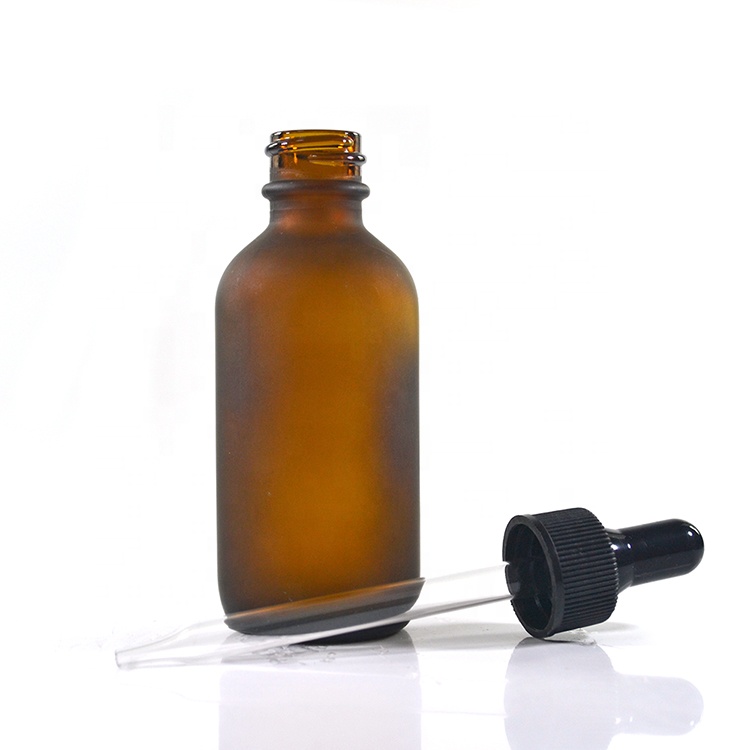 Boston round Cosmetic essential oil package 30m 60ml 120ml amber frosted glass dropper bottle for sale