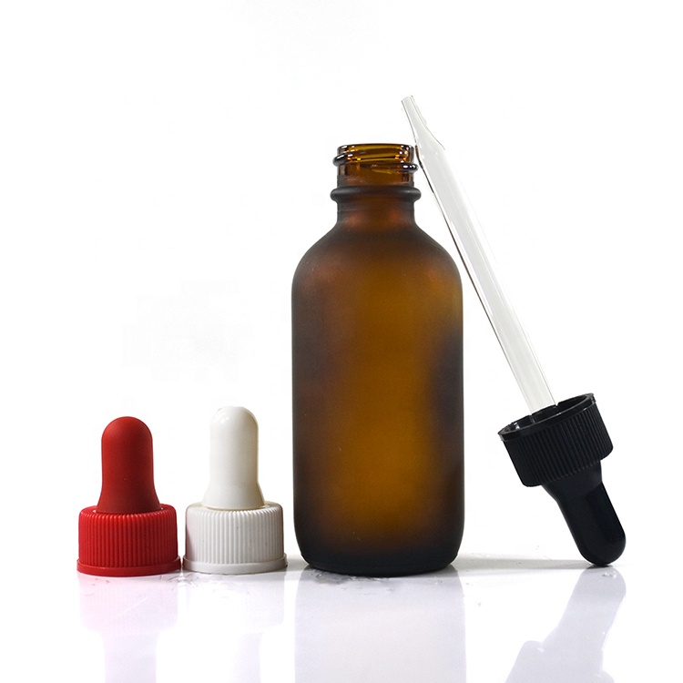 Boston round Cosmetic essential oil package 30m 60ml 120ml amber frosted glass dropper bottle for sale