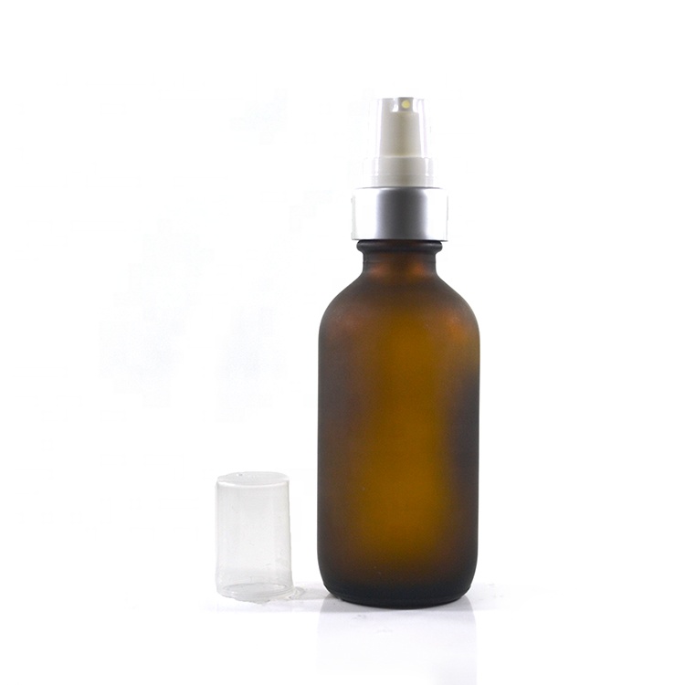 Boston round Cosmetic essential oil package 30m 60ml 120ml amber frosted glass dropper bottle for sale