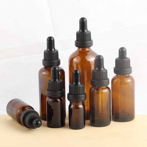 Boston round amber 10ml 20ml 30ml 50ml 100ml essential oil dropper glass bottle