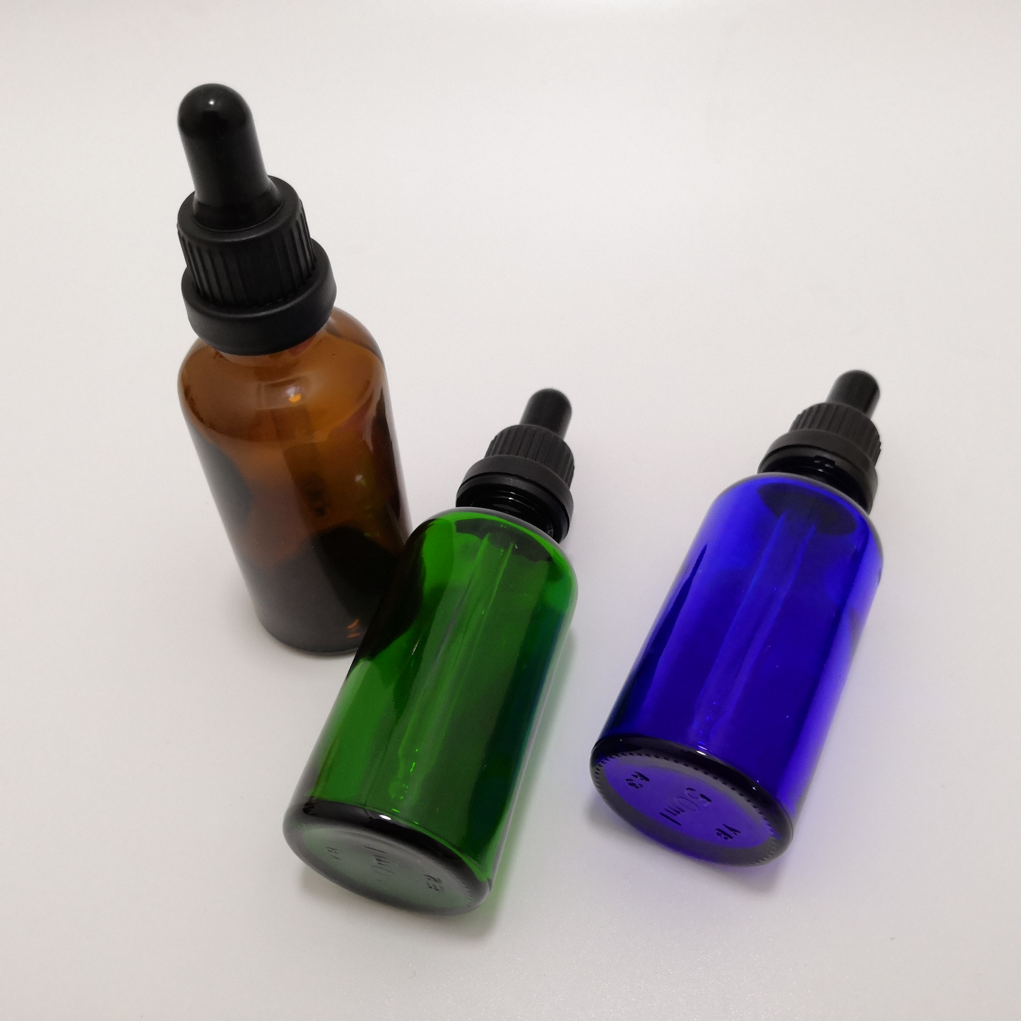 Boston round empty e liquid dropper blue glass bottles