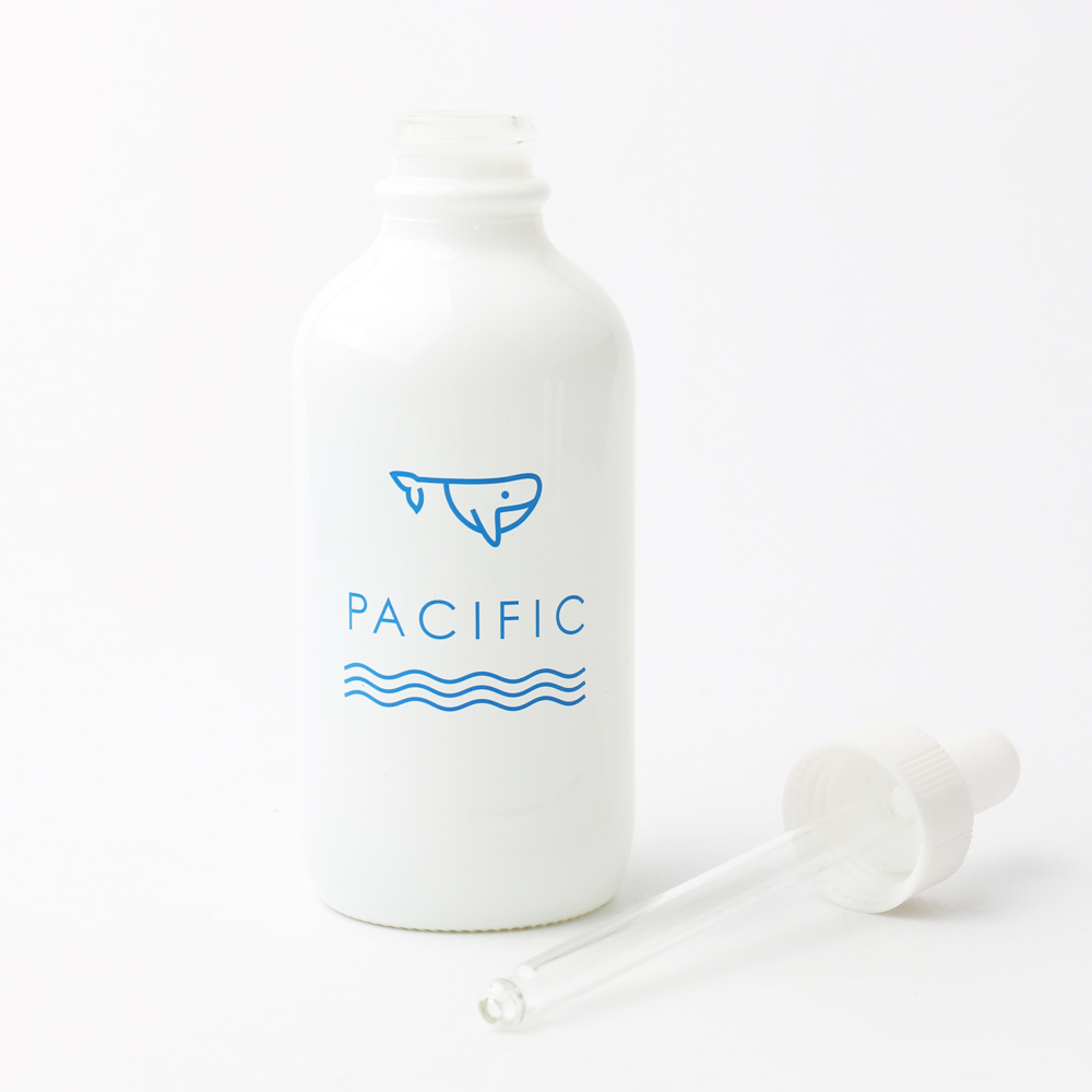Boston round white glass essential oil bottle with dropper