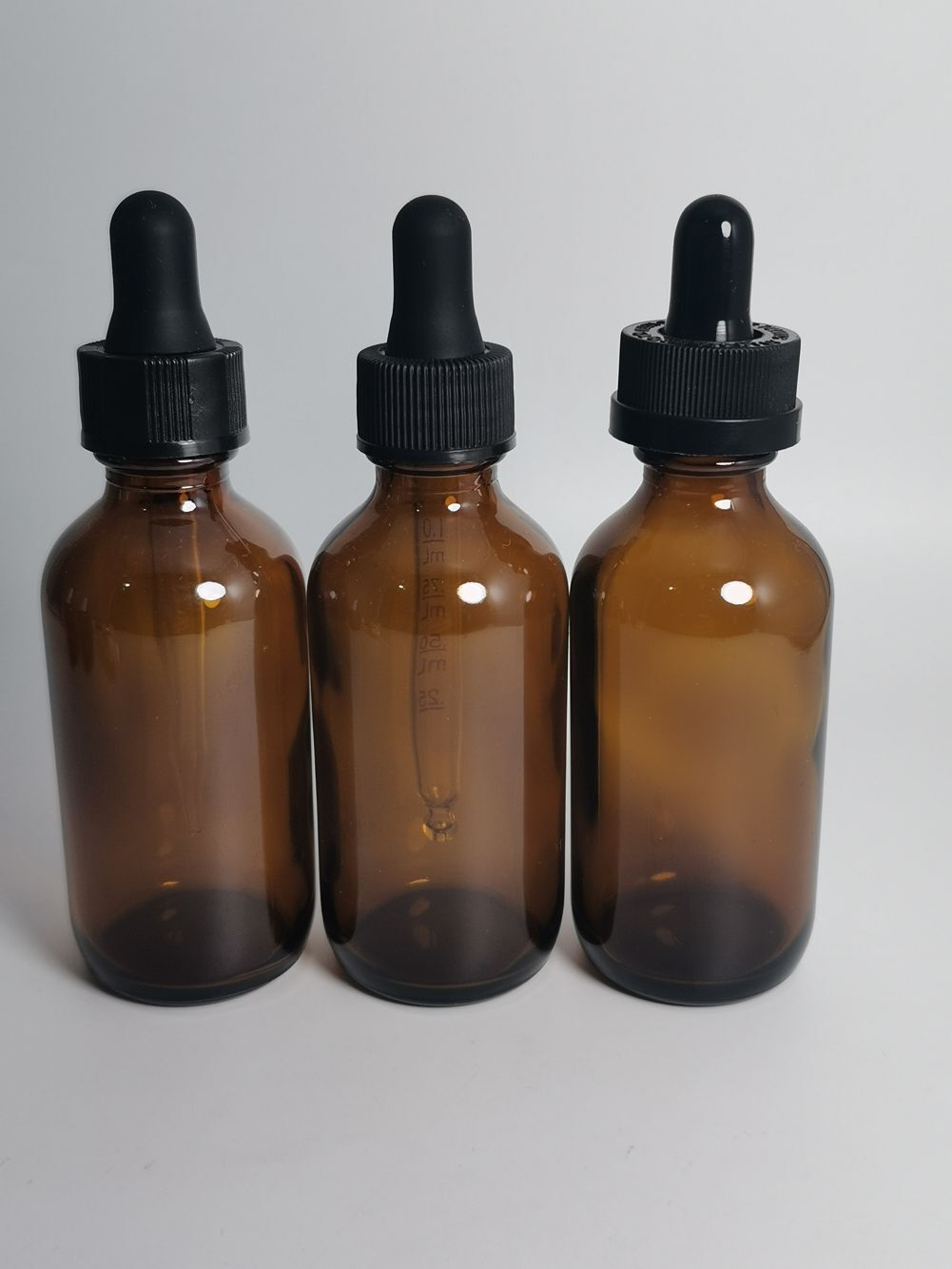 Boston type amber glass droppers pump for glass bottles