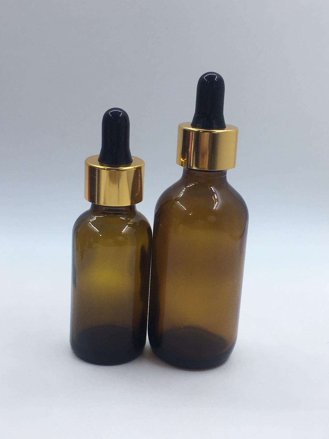 Boston type amber glass droppers pump for glass bottles