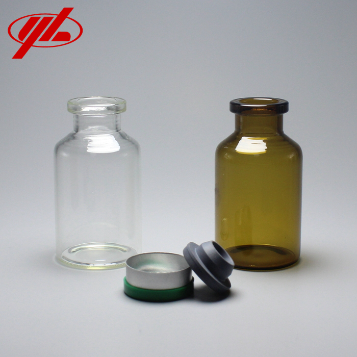 Bottle Glass Vial with Flip Top Cap and Rubber Stopper