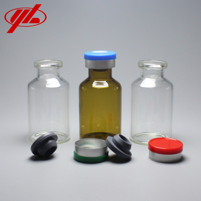 Bottle Glass Vial with Flip Top Cap and Rubber Stopper
