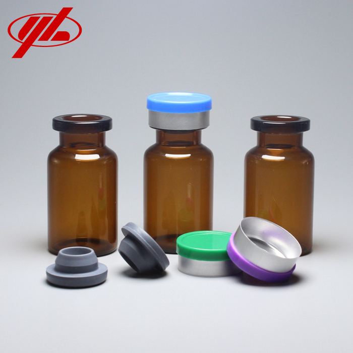 Bottle Glass Vial with Flip Top Cap and Rubber Stopper