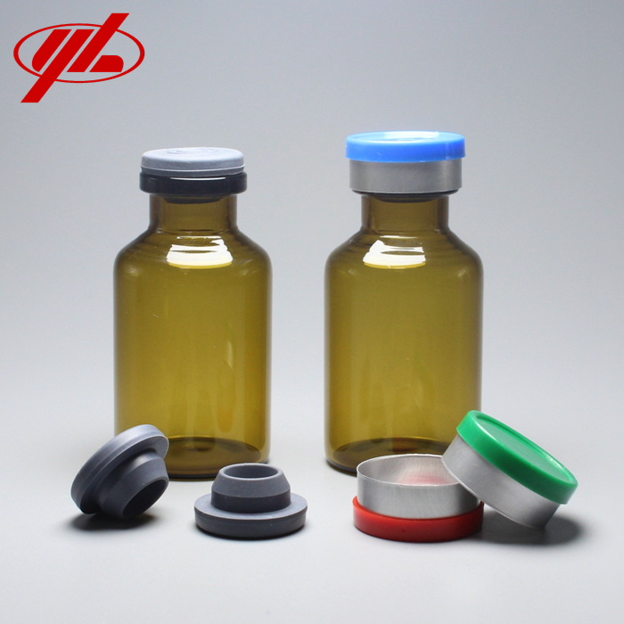 Bottle Glass Vial with Flip Top Cap and Rubber Stopper