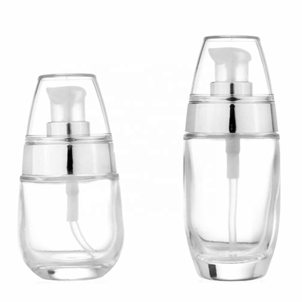 Bottled 30ml50ml emulsion foundation liquid and liquid milk cosmetics travel bottled portable pressed glass bottle