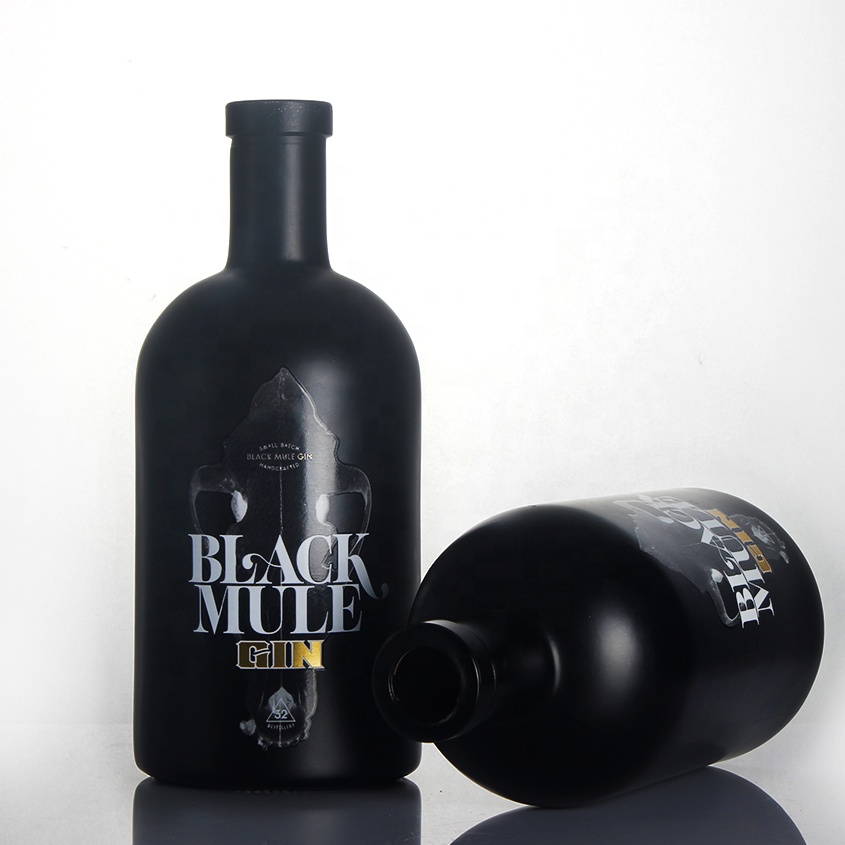 Bottles Black Color 500ml 700ml Cork Top Custom Empty Oslo Whisky Tequila Brandy Liquor Spirit Wine Vodka Gin Glass Bottle