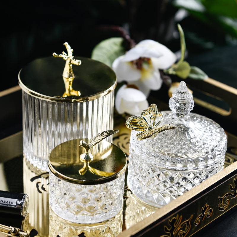 Bottles Jar Gold Tea Wholesale Small Candy Cookie Empty Spice Mason Kitchen Food Storage Glass Containers Bottles Jar With Lids