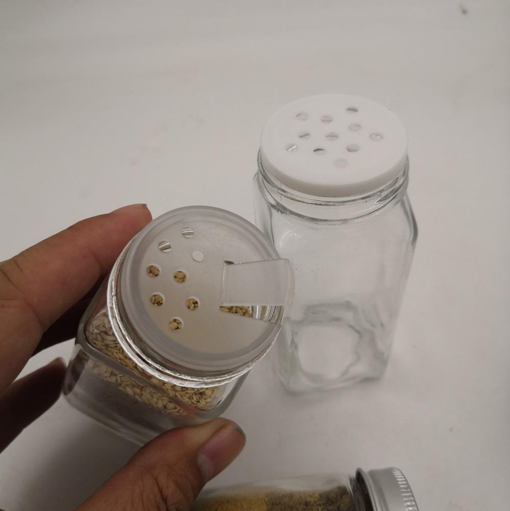 Bottles Spice Jars 4oz Spice Bottles with Clear Label Pour/Sift Shakers Square Glass Containers With Square Empty Jars