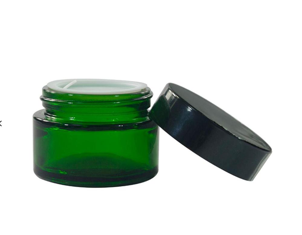 Boutique in stock amber wide mouth cosmetic cream glass bottle black cover 30 grams