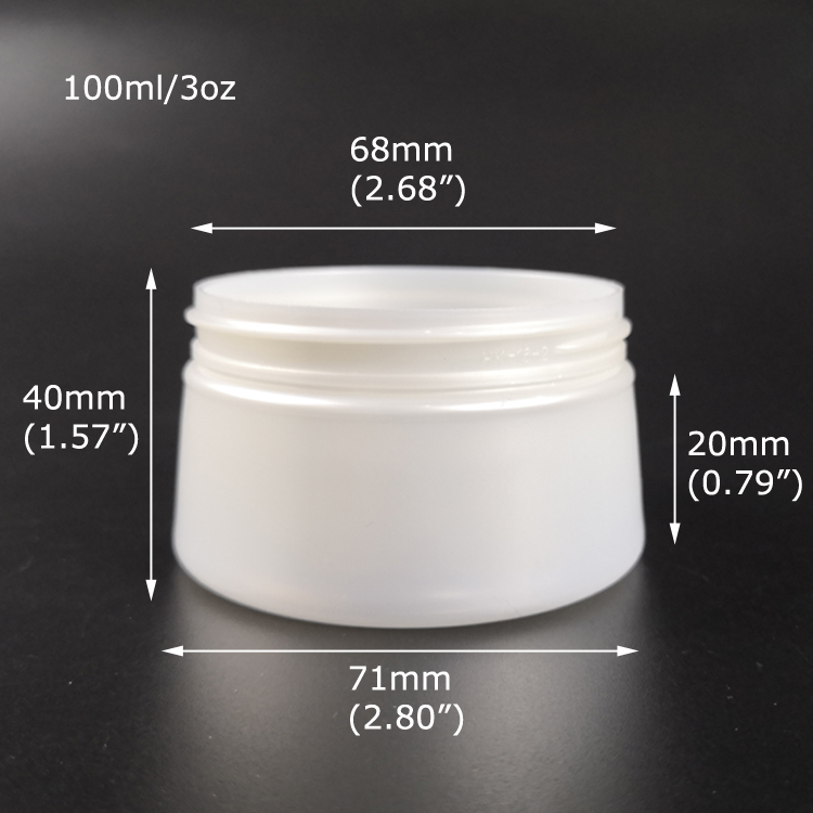 Bpa Free 100ml 3oz PET Custom Logo White Round Plastic Jar for Hair Wax Beauty Cream Cosmetic Packaging Containers