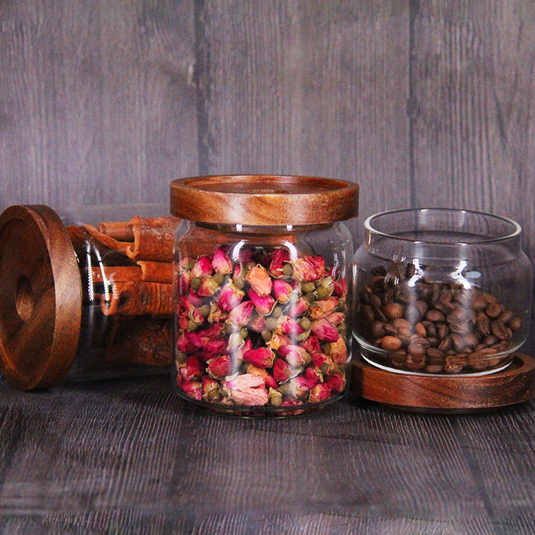 Bpa Free 30Oz High Borosilicate Glass Cookies Jars With Sealing Bamboo Cover