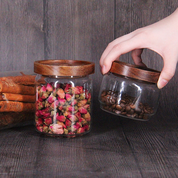 Bpa Free 30Oz High Borosilicate Glass Cookies Jars With Sealing Bamboo Cover
