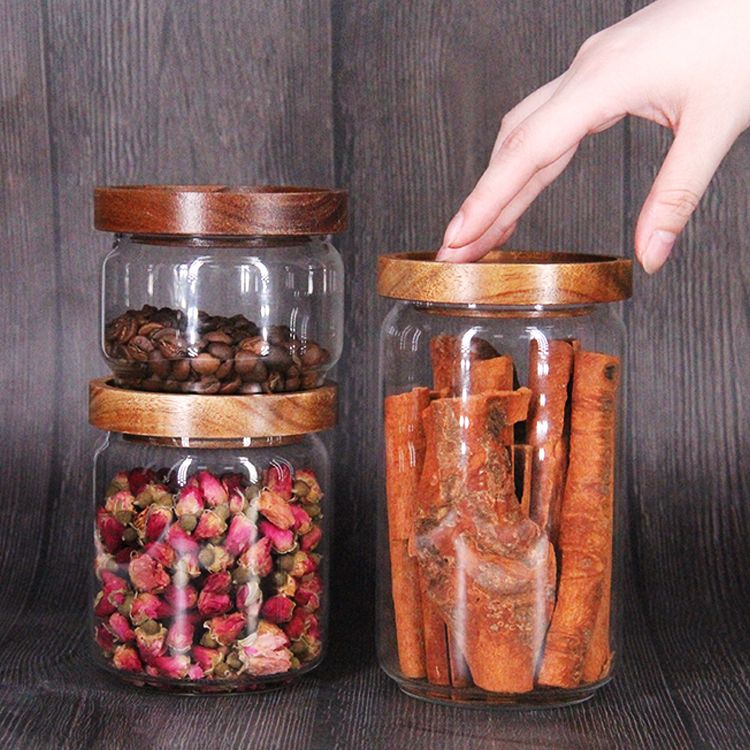 Bpa Free 30Oz High Borosilicate Glass Cookies Jars With Sealing Bamboo Cover