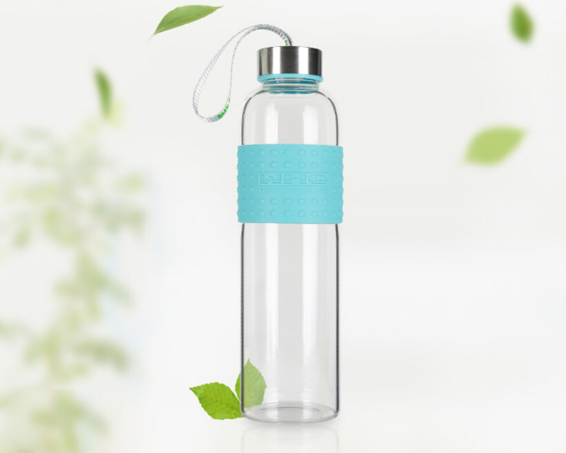 Bpa Free 750 ml 1L Clear Sport Borosilicate Glass water bottle sport drink bottle With Logo