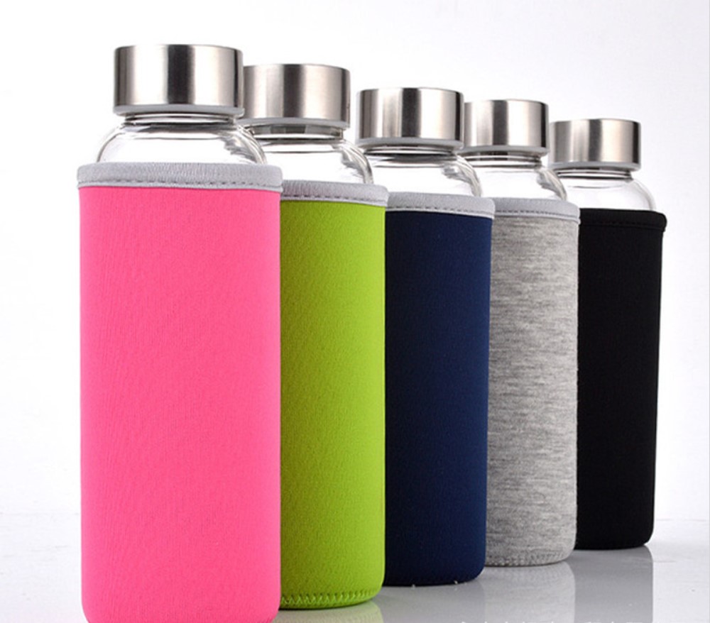 Bpa Free 750 ml 1L Clear Sport Borosilicate Glass water bottle sport drink bottle With Logo