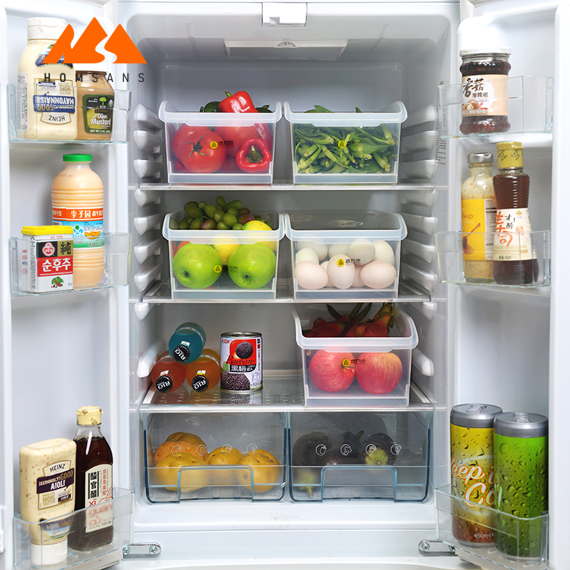 Bpa Free Plastic Kitchen Food container Pantry Cabinet Refrigerator Clear Storage Organizing Bin with Handles Organizer jar