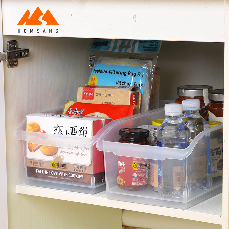 Bpa Free Plastic Kitchen Food container Pantry Cabinet Refrigerator Clear Storage Organizing Bin with Handles Organizer jar