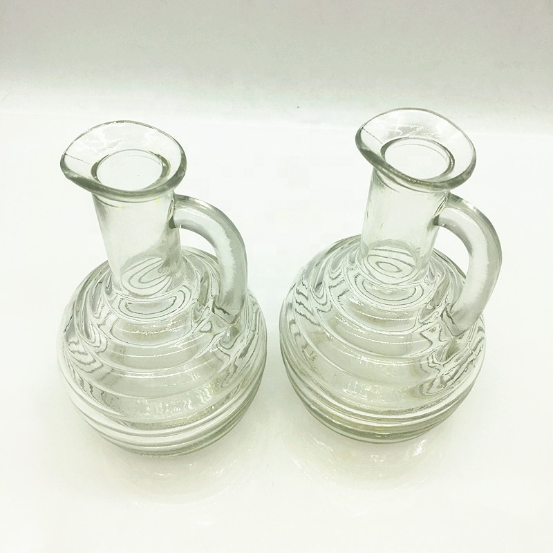 Bpa free empty 270ml glass bottle with small handle for cold pressed juice milk water honey