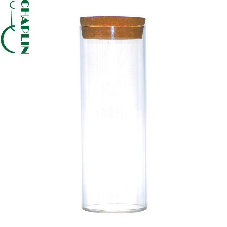 Brand new sealable kitchen food container storage glass jar with cork lid for bakery cookie/ candy/ loose tea