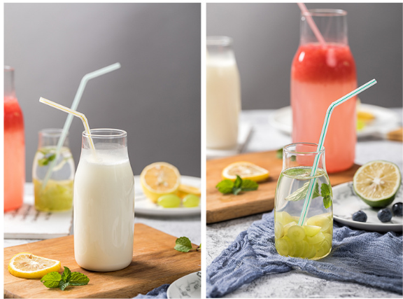 Breakfast can be microwave-heated lead-free glass milk bottle