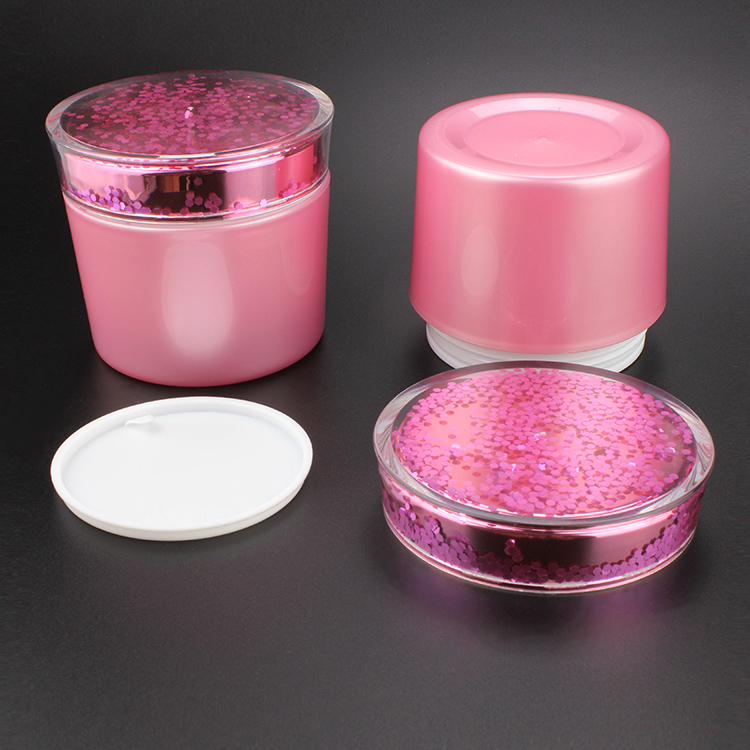 Bright Color Pink Round Shape JP4 Cream Jar 150g with Rose Gold Cap