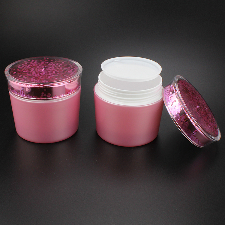 Bright Color Pink Round Shape JP4 Cream Jar 150g with Rose Gold Cap