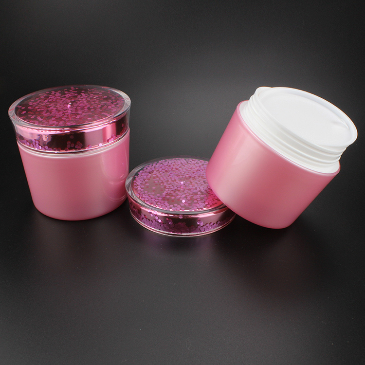 Bright Color Pink Round Shape JP4 Cream Jar 150g with Rose Gold Cap
